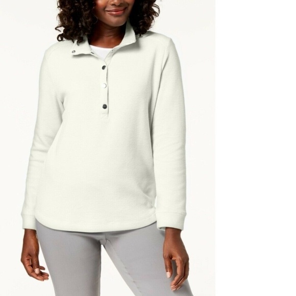 Sweaters - Karen Scott Sport Women Petite PS Ivory Wing 8AZ26